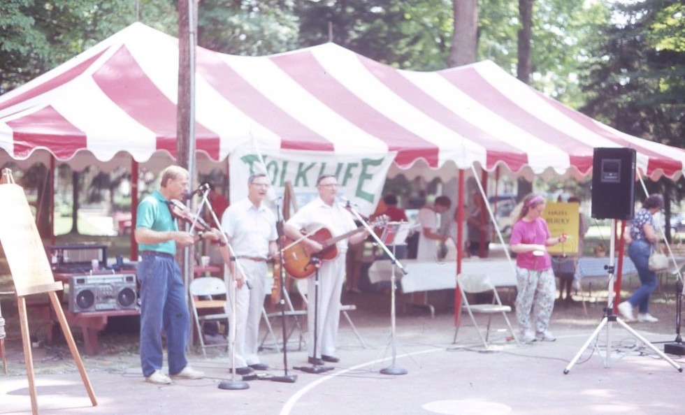 Fred Burky, Norman Burky, Vernon Burky at Augusta Heritage Festival